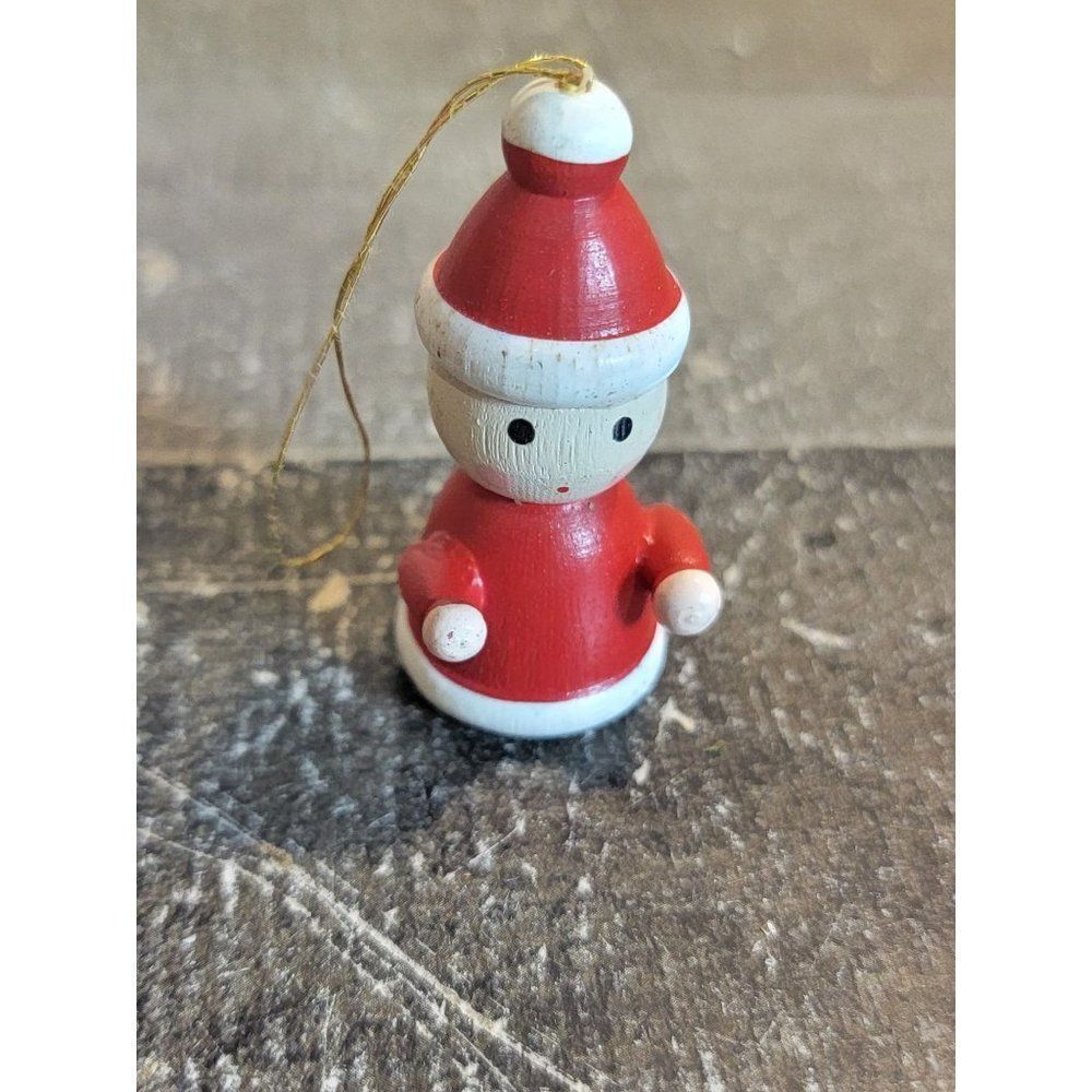 Vintage wooden‎ Santa kid ornament Xmas decor